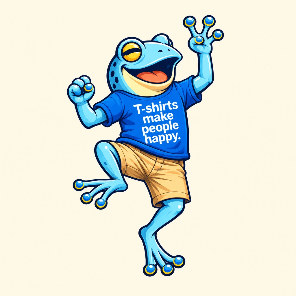 822TEES cheerful blue frog mascot